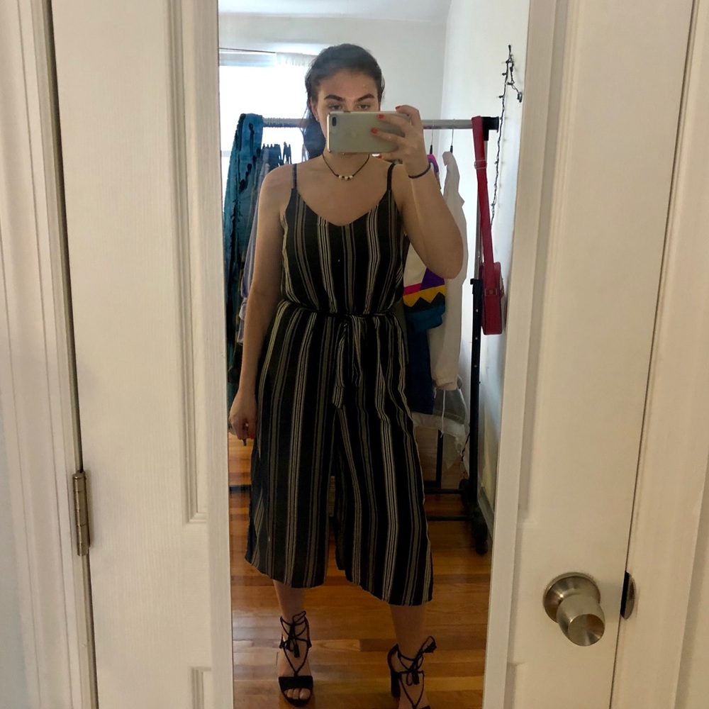 Black and white stripped jumpsuit